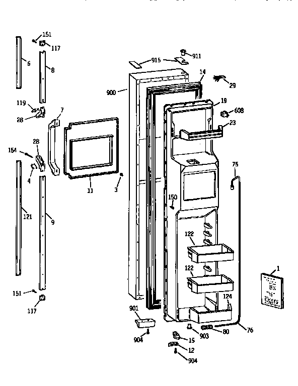 Kenmore 3639550972 freezer door diagram