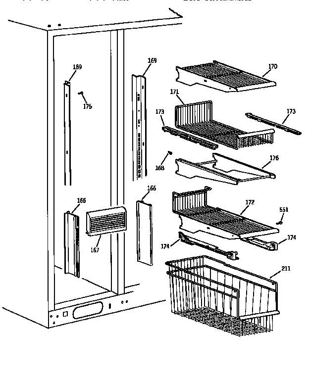 Kenmore 3639550972 freezer section diagram