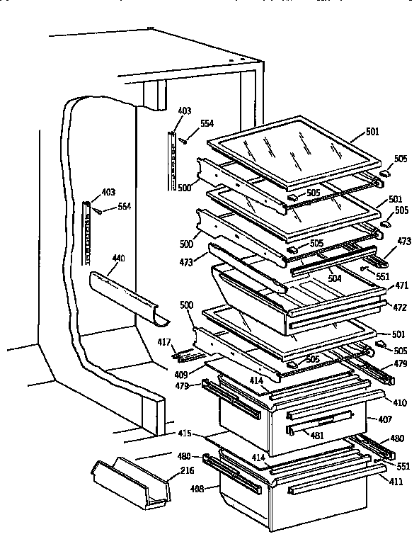 Kenmore 3639550972 fresh food section diagram
