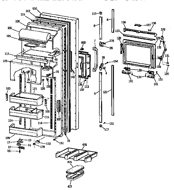 Kenmore 3639557812 fresh food door diagram