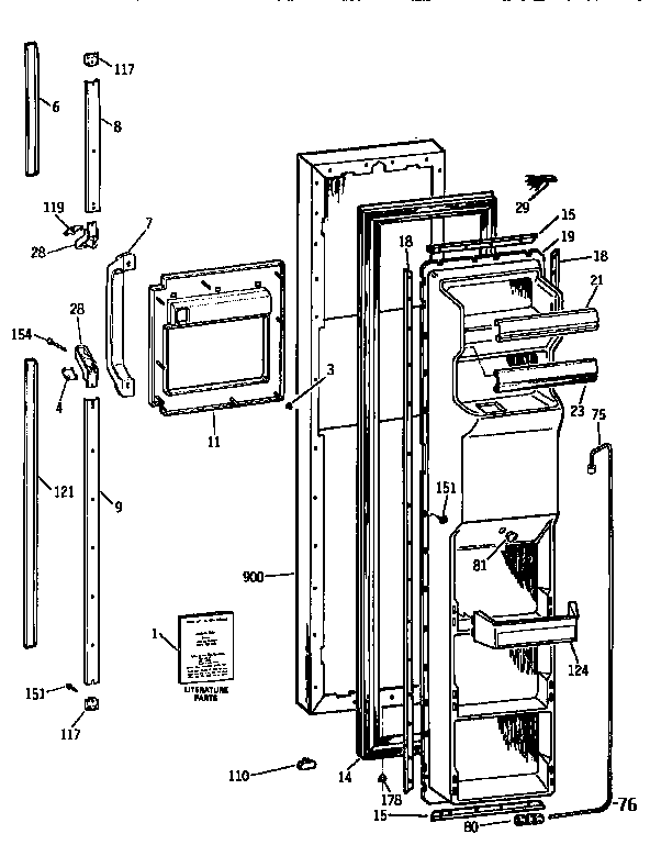 Kenmore 3639557712 freezer door diagram
