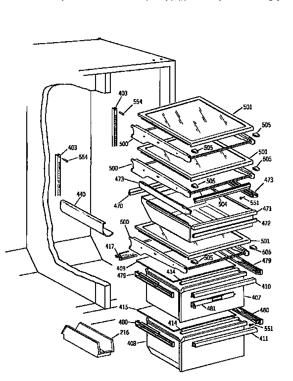 Kenmore 3639557712 fresh food section diagram