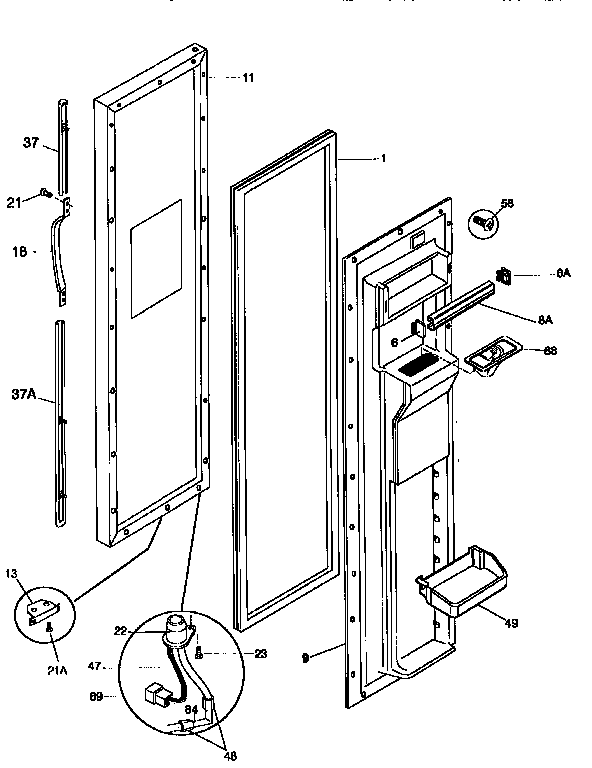 Frigidaire FRS26XGCW3 freezer door diagram