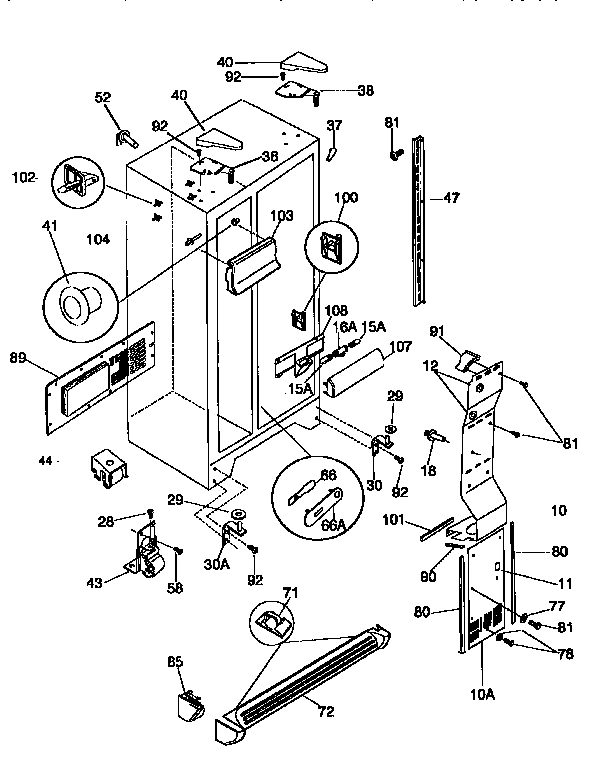 Frigidaire FRS26XGCW3 cabinet diagram