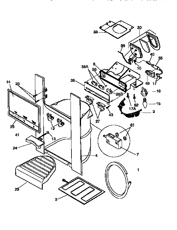Frigidaire FRS26XGCW3 ice and water dispenser diagram