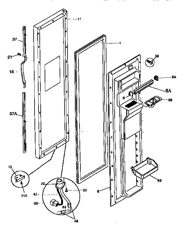 Frigidaire FRS26XGCD3 freezer door diagram