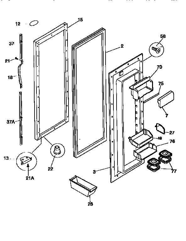 Frigidaire FRS26XGCD3 refrigerator door diagram