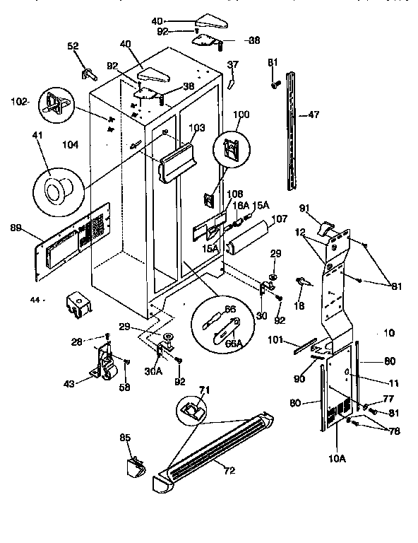 Frigidaire FRS26XGCD3 cabinet diagram