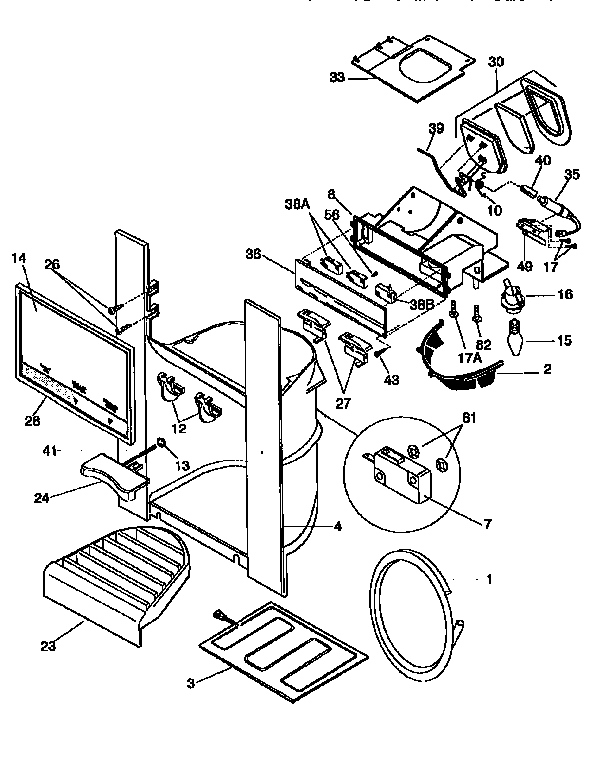 Frigidaire FRS26XGCD3 ice and water dispenser diagram