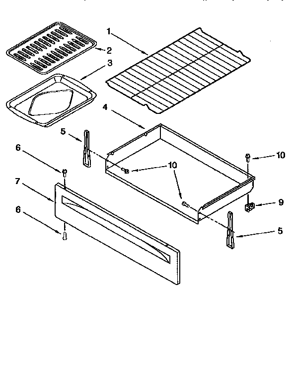 Whirlpool RF372BXEN0 drawer and broiler diagram