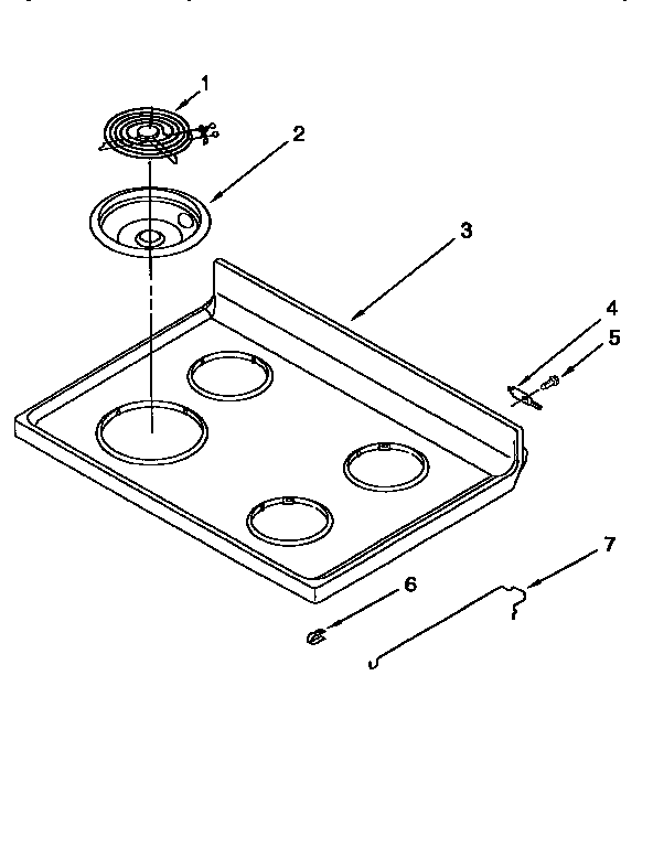 Whirlpool RF350BXEW0 cooktop diagram