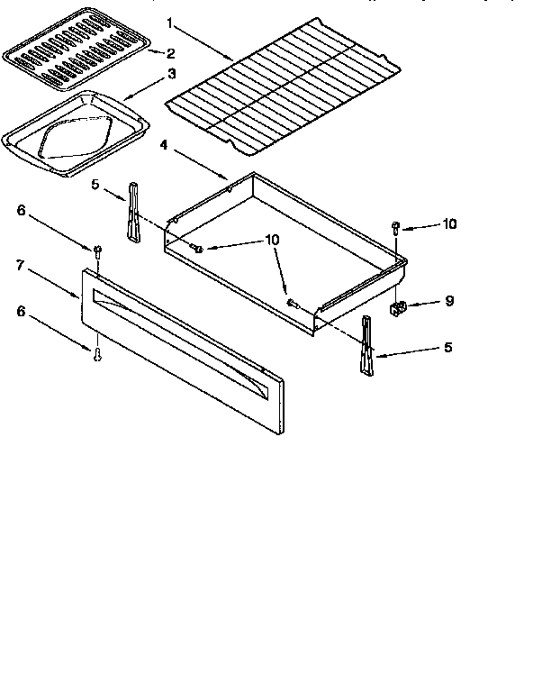 Whirlpool RF3020XEW0 drawer and broiler diagram