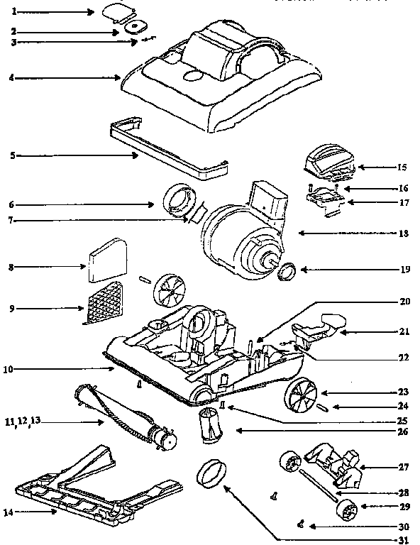 Eureka 7610AT nozzle and motor assembly diagram