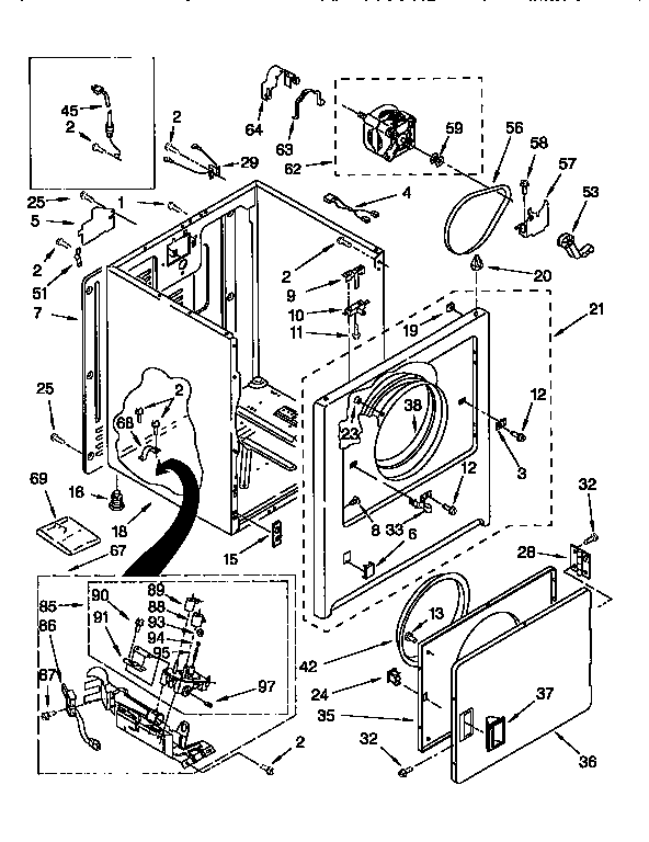 Whirlpool LGR3634EW0 cabinet diagram