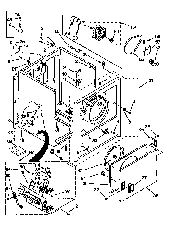 Whirlpool LGR4634EW0 cabinet diagram
