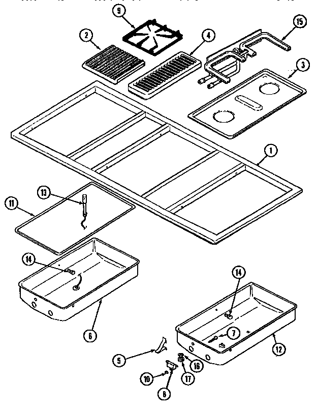 Jenn-Air CVG4380PD top assembly diagram