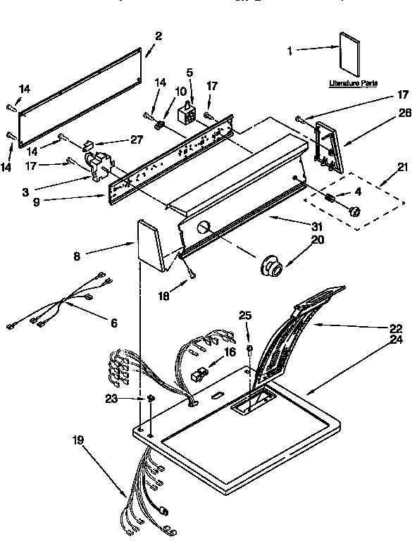 Kenmore 11096573800 top and console diagram