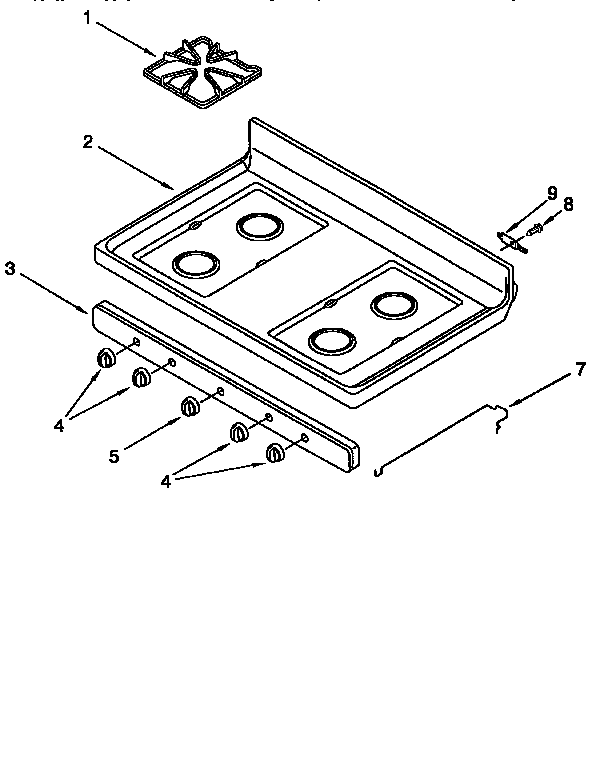 Whirlpool SF302BSEN0 cooktop diagram