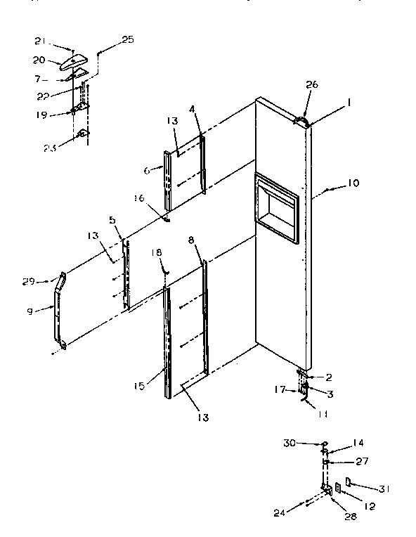 Amana SSD25SL-P119042WL freezer door hinge diagram