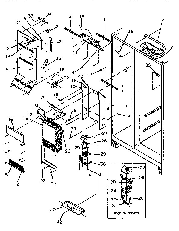 Amana SSD25SL-P119042WL evaporator and air handling diagram