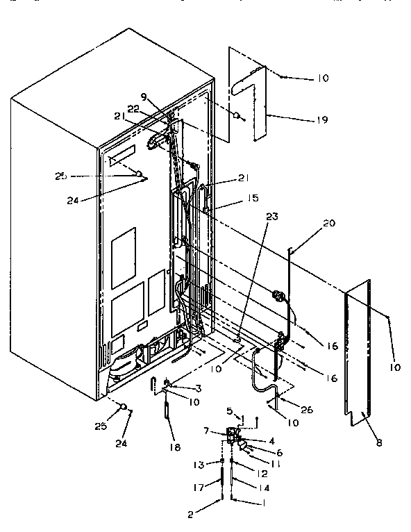 Amana SSD25SL-P119042WL cabinet back diagram