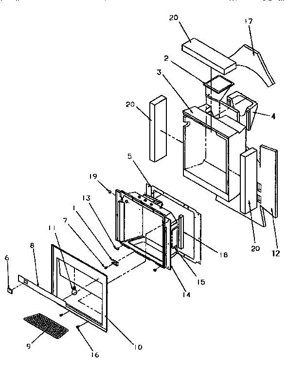 Amana SSD25SL-P119042WL ice and water cavity assembly diagram