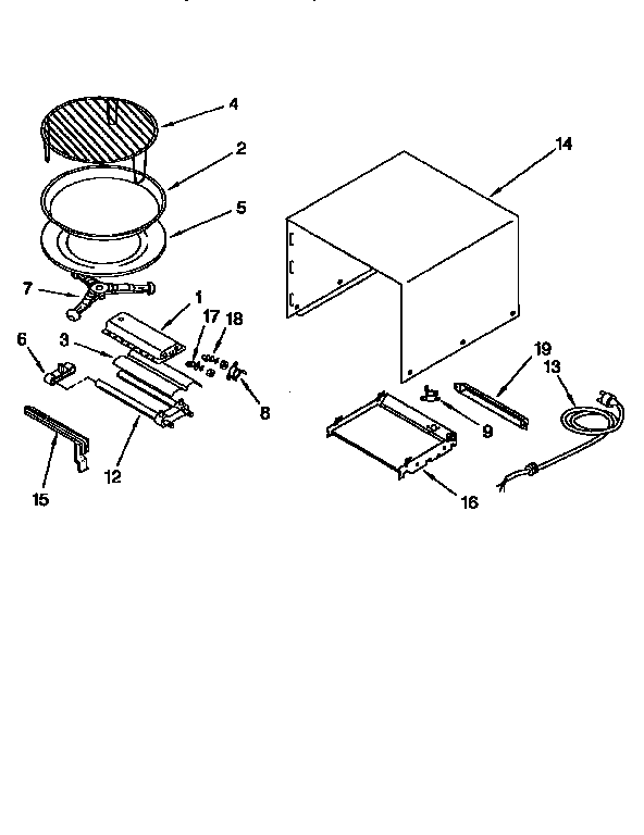 KitchenAid KCMG125EAL0 turn table and grille diagram