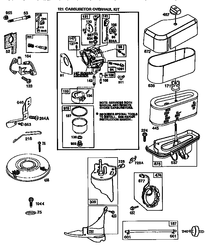 Craftsman 917259280 carburetor and air cleaner assembly diagram