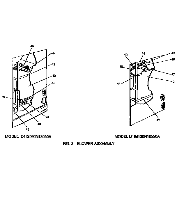 York D1IG120N16550A blower assembly diagram