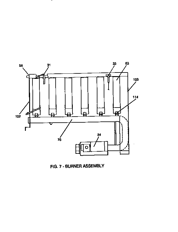 York D1IG120N16550A burner assembly diagram