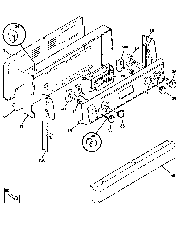 Frigidaire FEF350CETA backguard diagram