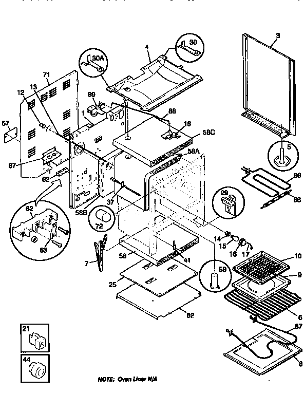 Frigidaire FEF350CETA body diagram