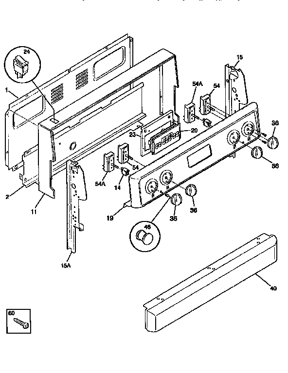 Frigidaire FEF350BEDA backguard diagram