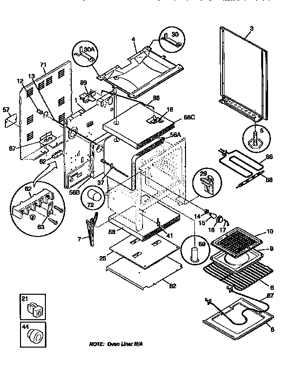 Frigidaire FEF350BEDA body diagram