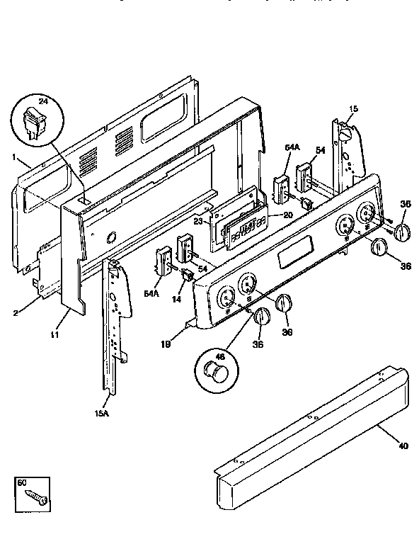 Frigidaire FEF350BEWA backguard diagram