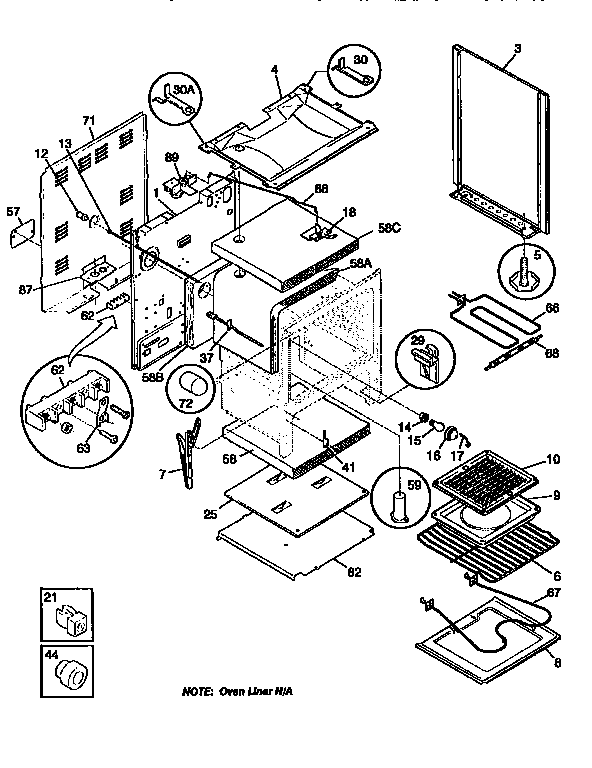 Frigidaire FEF350BEWA body diagram