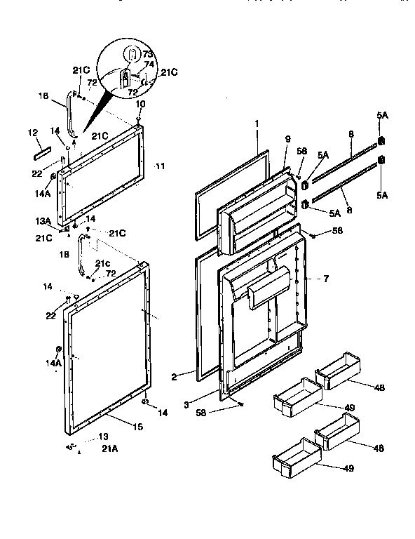 Kenmore 2539366480 doors diagram