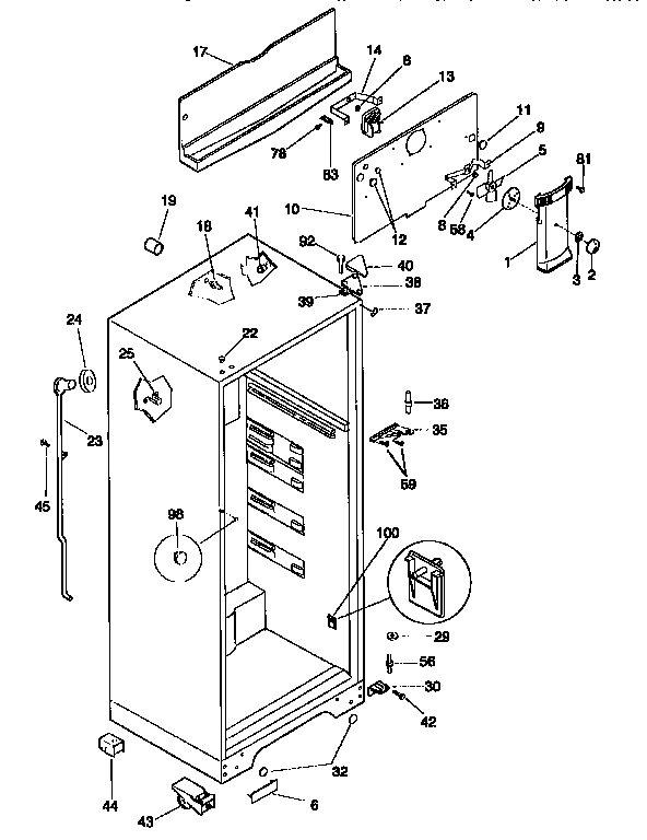 Kenmore 2539366480 cabinet parts diagram