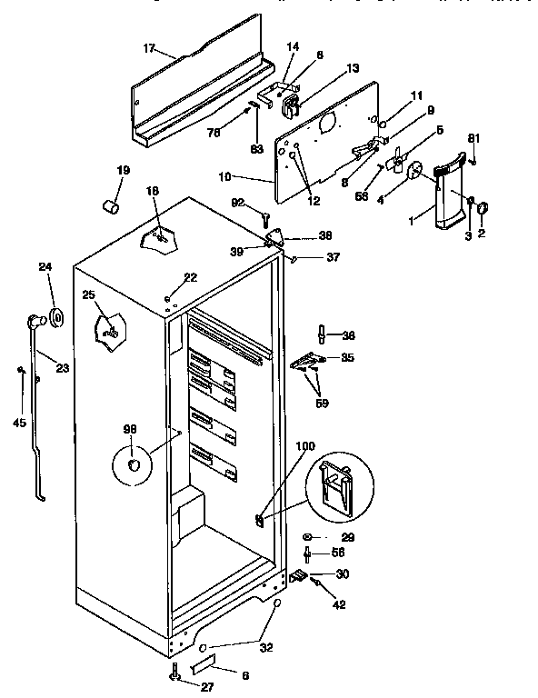 Kenmore 2539366080 cabinet parts diagram