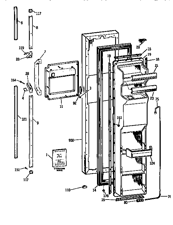 Kenmore 3639557850 freezer door diagram
