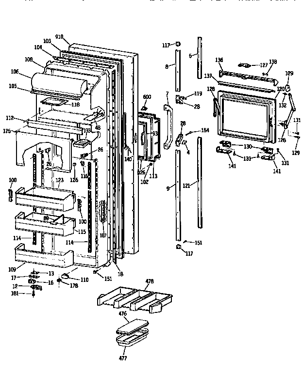 Kenmore 3639557850 fresh food door diagram