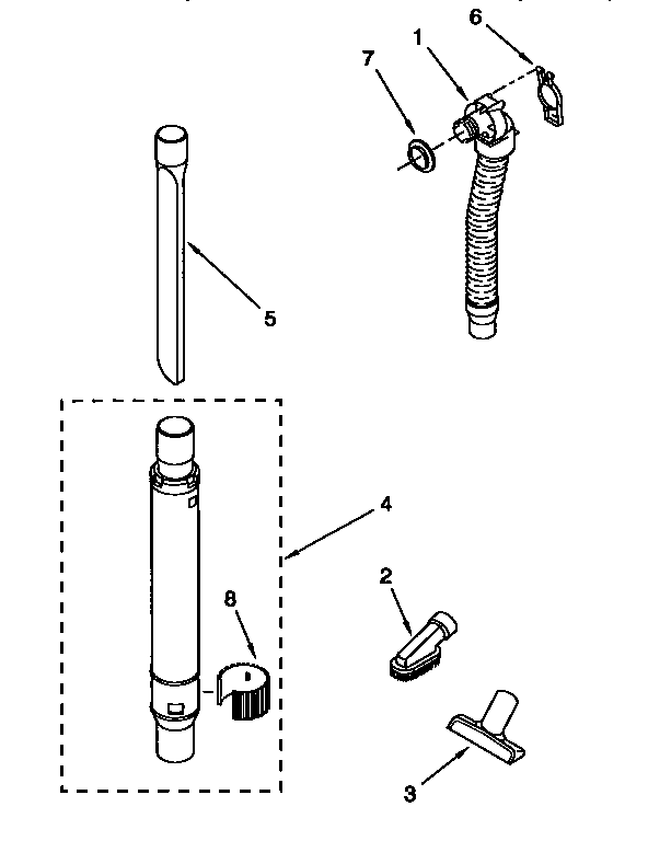 Kenmore 11636312690 hose and attachment diagram