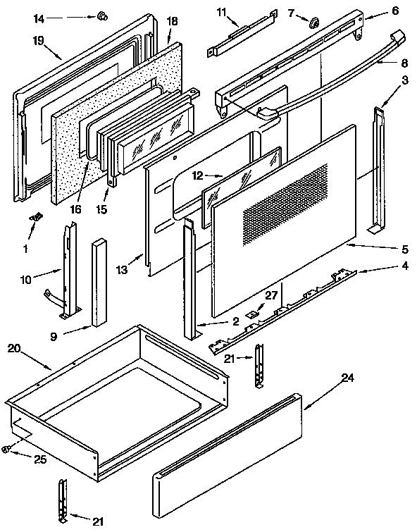 KitchenAid KERC607EAL0 door and drawer diagram