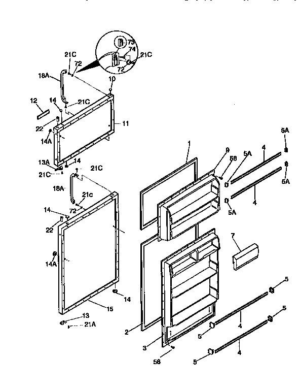 Kenmore 2539366200 doors diagram