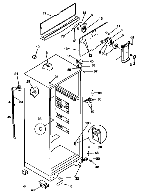 Kenmore 2539366200 cabinet parts diagram