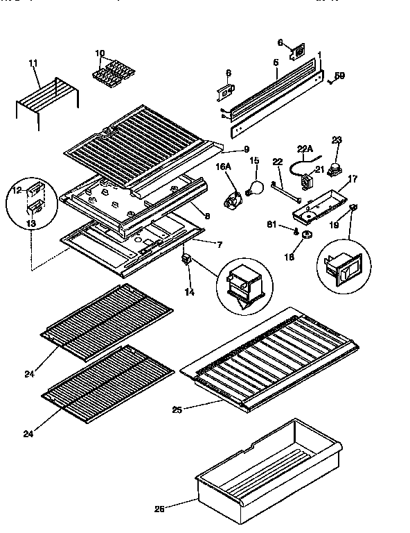 Kenmore 2539366200 shelves and accessories diagram