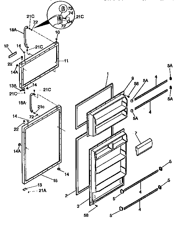 Kenmore 2539366280 doors diagram