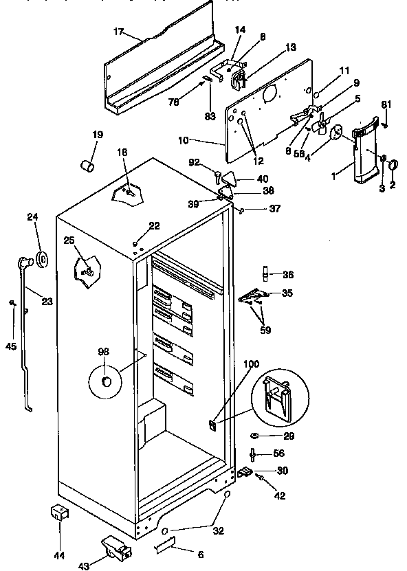 Kenmore 2539366280 cabinet parts diagram