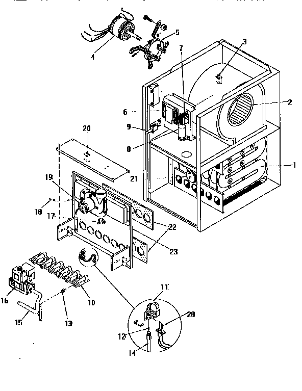 ICP GDJ075M12B1 burner assembly diagram