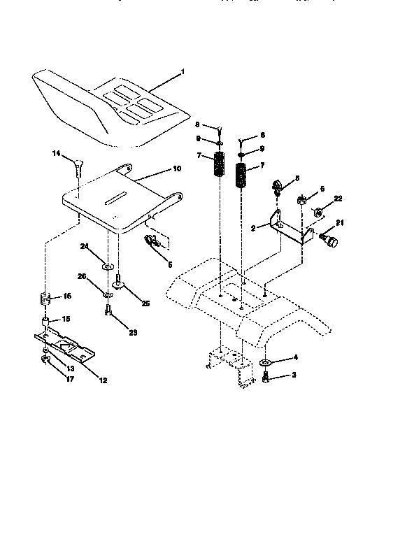 Craftsman 917256545 seat assembly diagram